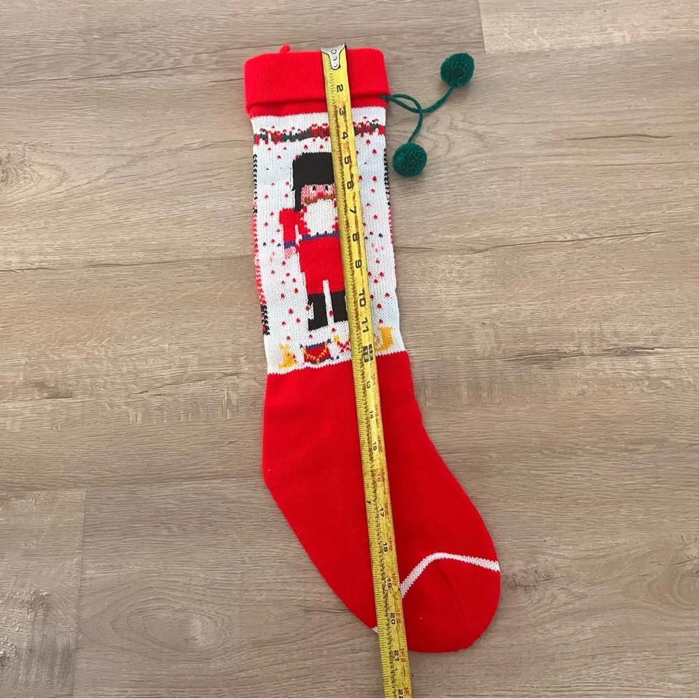 Red Knit Christmas Stocking - Nutcracker‎ 21”
